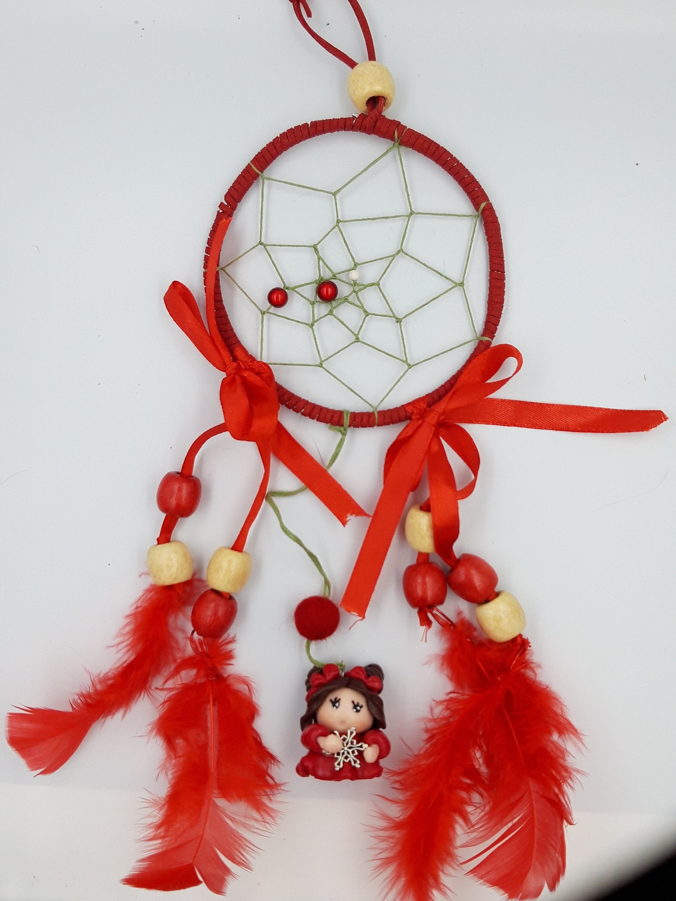 Petit Attrape-Rêves Féerique Jolie Petite Fée Rouge - Décoration Chambre Enfant -Attrape Rêves Cadea