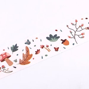 MASKING TAPE L'automne, motifs champignons, noisettes, feuilles, Washi tape fantaisie, Scrapbooking image 1