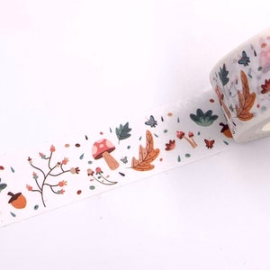 MASKING TAPE Herbst, Pilzmuster, Haselnüsse, Blätter, Washi Fancy Tape, Scrapbooking Bild 2