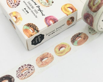 MASKING TAPE - Motif Donuts Gâteaux Pâtisserie US - Washi Tape Bullet Journal - Accessoire de bureau - Scrapbooking Délicieux gourmand sucré