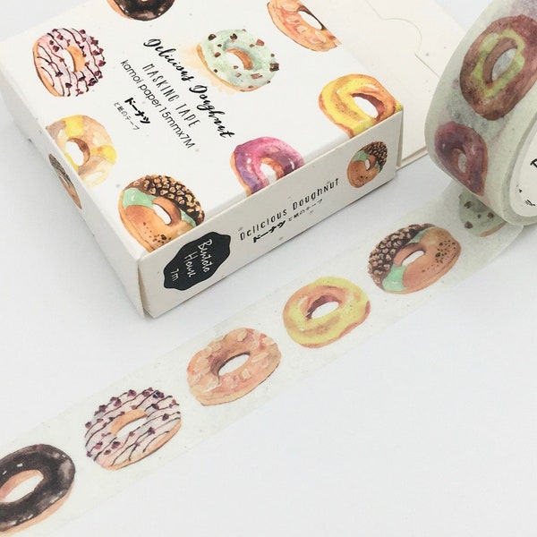MASKING TAPE - Motif Donuts Gâteaux Pâtisserie US - Washi Tape Bullet Journal - Accessoire de bureau - Scrapbooking Délicieux gourmand sucré