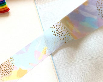 MASKING TAPE - Pastel Patchwork Patroon - Roze Geel Blauw Paars Pastel Goud Folie - Washi Tape Bullet Journal - Scrapbooking Accessoire