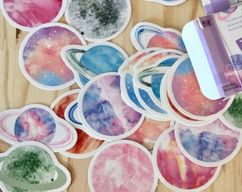 STICKERS - Earth planets motif - imaginary universe pink purple blue - planet theme sticker - bullet diary accessory - scrapbooking