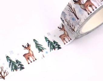 NASTRO PER MASCHERATURA Forest Deer, Washi Fantasy Tape, Scrapbooking