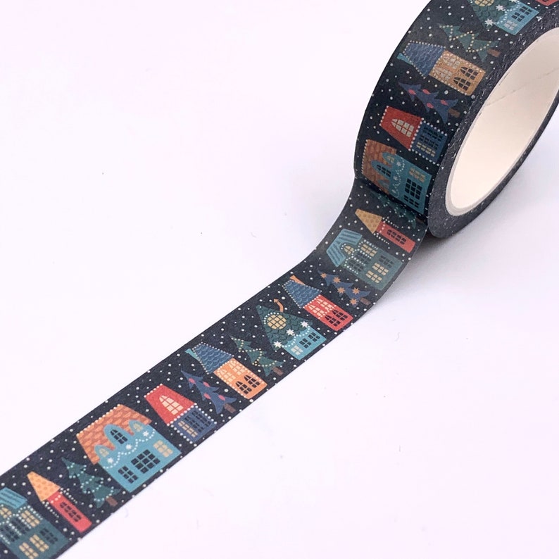 MASKING TAPE Maisonetten, Girlanden, Weihnachtsbäume, Ornamente, Schnee, ausgefallenes Washi Tape, Scrapbooking Bild 3