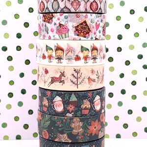 MASKING TAPE, Motifs Chalets en chocolat et muffins, gourmandises, bonbons, washi tape Bullet Journal Scrapbooking thème noël image 3