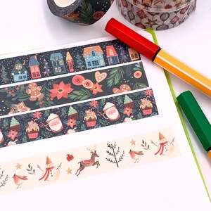 MASKING TAPE Les Maisonnettes, Guirlandes, Sapins, Ornements, Neige, Washi tape fantaisie, Scrapbooking image 4