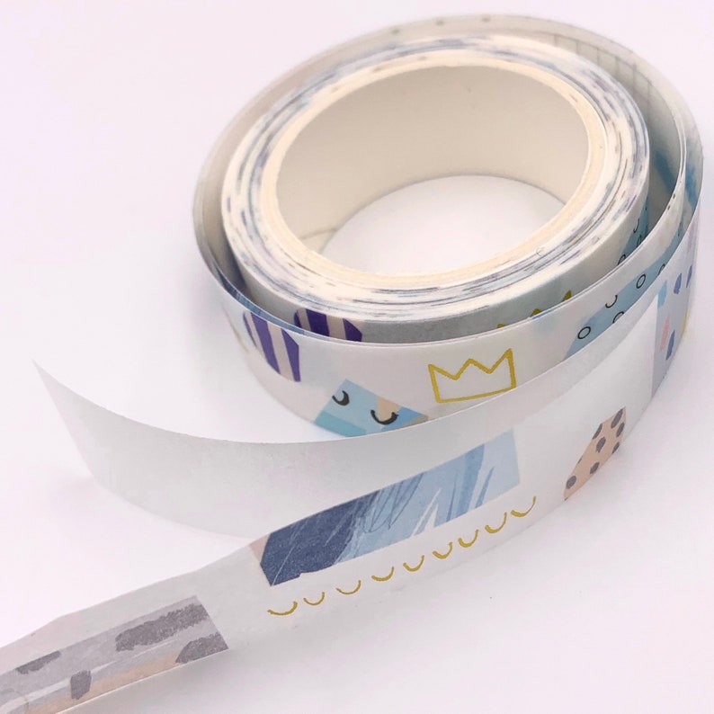 MASKING TAPE Doodling patterns washi square dots round blue pink gold Washi Tape Bullet Journal Scrapbooking accessory astral theme image 2