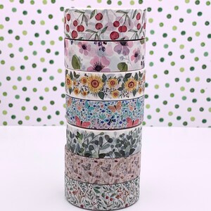 MASKING TAPE , Washi tape champêtre, Papillons, Fleurs des champs, Fleurs sauvages, Scrapbooking, Bullet Journal image 4