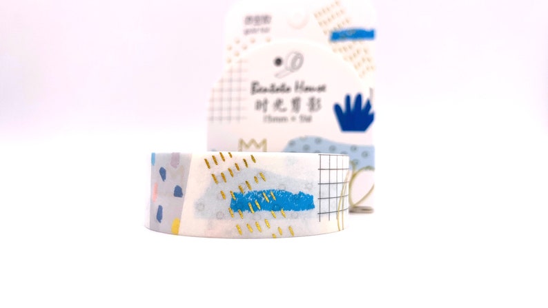 MASKING TAPE Doodling patterns washi square dots round blue pink gold Washi Tape Bullet Journal Scrapbooking accessory astral theme image 4