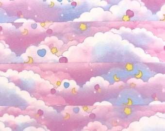 MASKING TAPE - Nuages rêveurs - motifs nuages coeurs ciel étoiles - washi bleu violet rose - Bullet Journal bujo - Scrapbooking thème astral