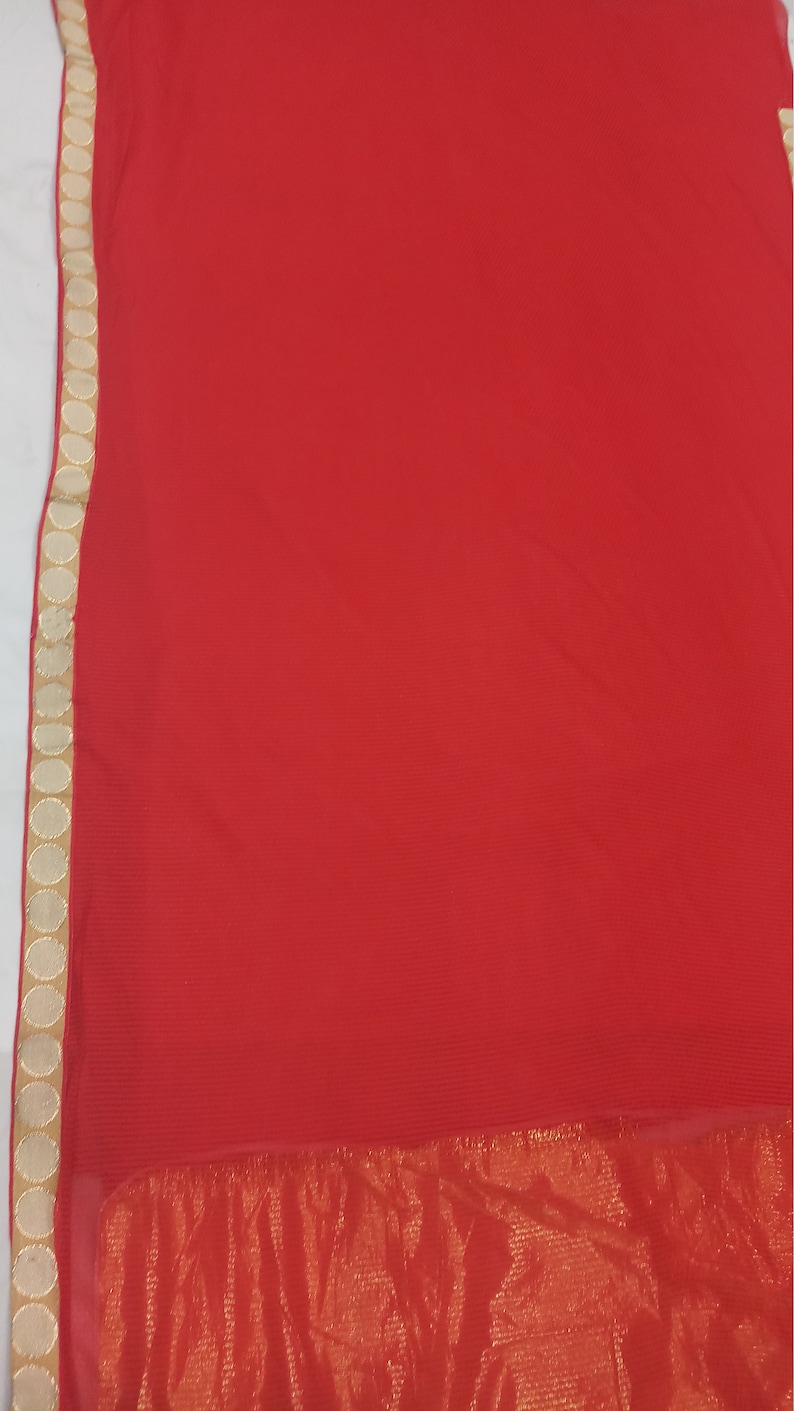 indian Vintage Saree Blend Georgette Printed 5 Yard Sari Craft Fabric
