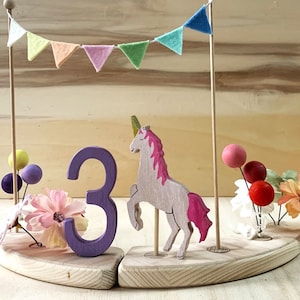 PFERD EINHORN Motivstecker Märchen Fabelwesen Zubehör Geburtstagsring Geburtstagsstecker Geburtstagstisch Tiere Mädchen Girl Rosa Pferde