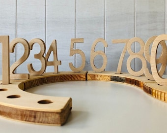Bastoncino con numero naturale, decorazione per compleanno, numero singolo in legno, colore naturale, accessori per trenino di compleanno, anello di compleanno, tavolo di compleanno