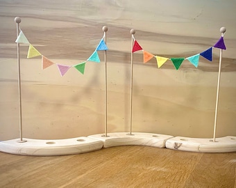 Guirnalda de cadena de banderines, adorno para tarta de cumpleaños, banderín, anillo de cumpleaños, cadena de arcoíris escandinava pastel, celebración de cumpleaños infantil