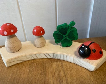Symbol of luck: clover, ladybug, mushroom, birthday decoration, fly agaric, lucky mushroom, children's birthday party decoration, Grimm's pig, lucky child, child