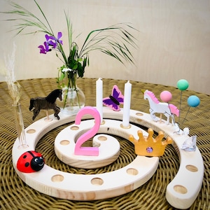 Birthday spiral spiral birthday Waldorf Montessori wooden birthday ring birthday table children's birthday Grimm's birthday ring child image 3