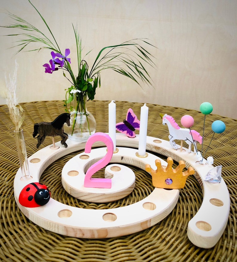 Birthday spiral spiral birthday Waldorf Montessori wooden birthday ring birthday table children's birthday Grimm's birthday ring child image 3