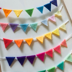 Pennant chain garland birthday cake topper birthday plug pennant birthday ring blue pink green red yellow Scandi rainbow chain celebration image 6