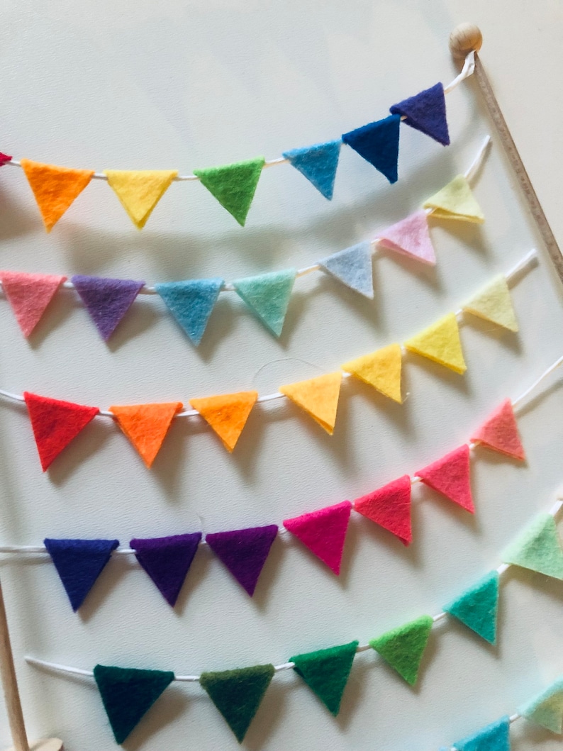 Pennant chain garland birthday cake topper birthday plug pennant birthday ring blue pink green red yellow Scandi rainbow chain celebration image 6