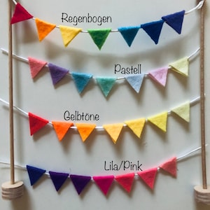 Pennant chain garland birthday cake topper birthday plug pennant birthday ring blue pink green red yellow Scandi rainbow chain celebration image 2