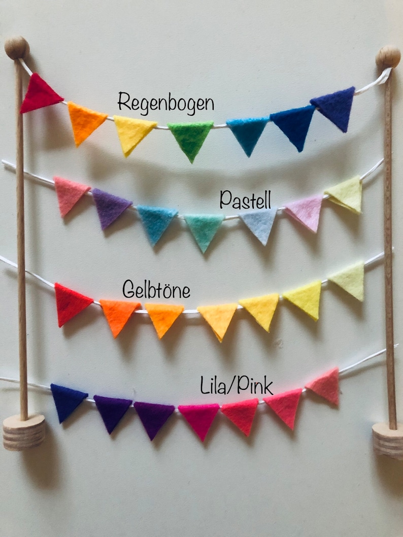 Pennant chain garland birthday cake topper birthday plug pennant birthday ring blue pink green red yellow Scandi rainbow chain celebration image 2