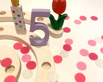 KONFETTI z filcu - 32 kółka wielokrotnego użytku ø 20 mm dekoracja 2 cm stół urodzinowy dekoracja stołu na przyjęcie urodzinowe dekoracja zrównoważona