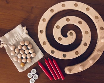 Adventsspirale Advent Adventskalender Spirale Waldorf Montessori Geburtstagsstecker Grimms Dezember Kerzen Weihnachten Christmas Deko Kind