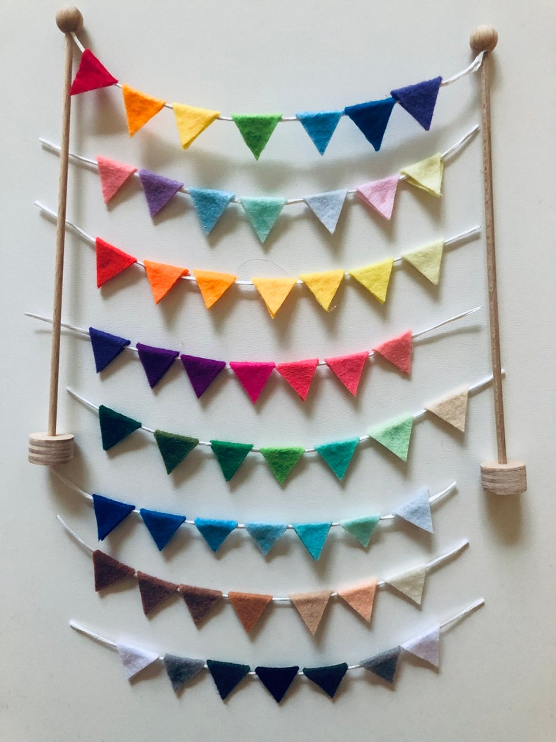 Pennant chain garland birthday cake topper birthday plug pennant birthday ring blue pink green red yellow Scandi rainbow chain celebration image 1