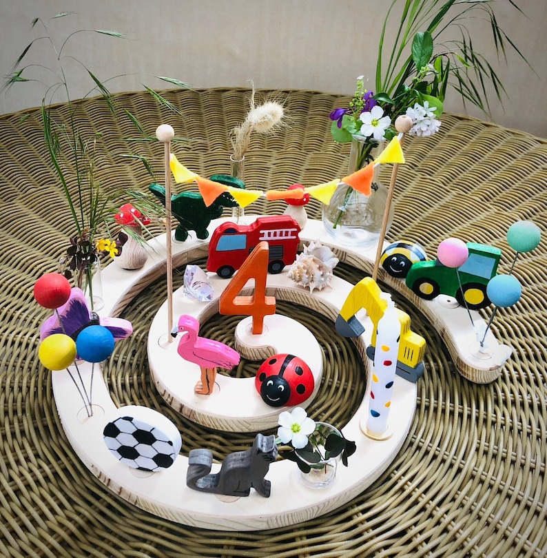 Birthday spiral spiral birthday Waldorf Montessori wooden birthday ring birthday table children's birthday Grimm's birthday ring child image 1