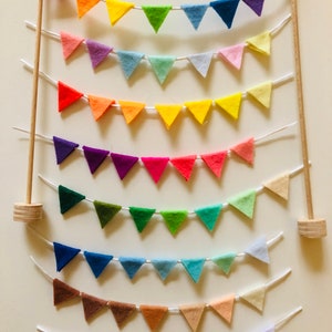 Pennant chain garland birthday cake topper birthday plug pennant birthday ring blue pink green red yellow Scandi rainbow chain celebration image 4