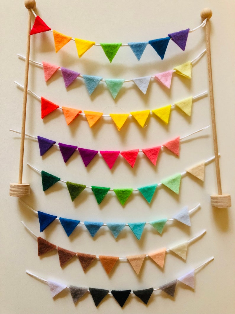 Pennant chain garland birthday cake topper birthday plug pennant birthday ring blue pink green red yellow Scandi rainbow chain celebration image 4