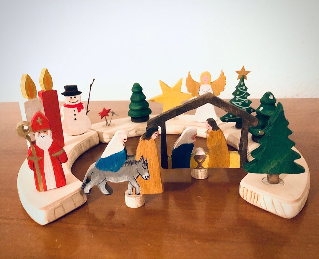 Adventsstecker Advent Krippe Spirale Tannenbaum Stern Maria Josef