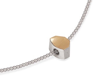 Geometric minimalist dainty pendant necklace - silver and gold