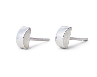 Minimalist tiny dainty modern small silver stud earrings