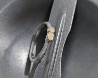 Minimalist nature pinkie ring - sterling silver & gold