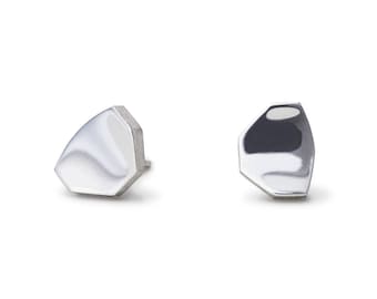 Dainty minimalist geometric modern small silver stud earrings