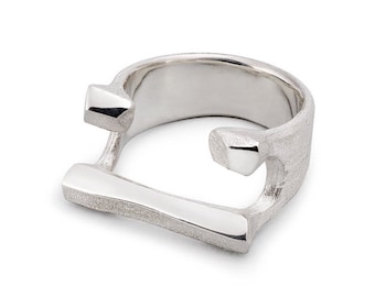 Statement modern unique jewelry chunky ring - sterling silver