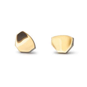 Dainty minimalist abstract small stud earrings silver & gold image 1