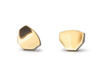 Dainty minimalist abstract small stud earrings - silver & gold