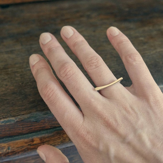 Dainty Minimalist Thin Mixed Metal Bar Ring Silver Gold Etsy