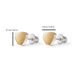 Dainty minimalist abstract small stud earrings silver & gold image 6