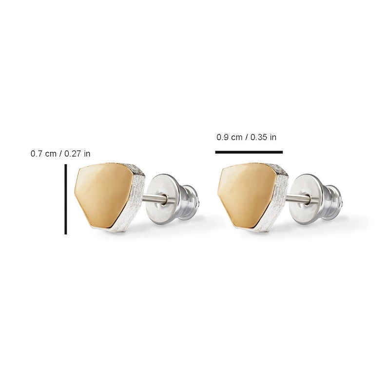 Dainty minimalist abstract small stud earrings silver & gold image 6