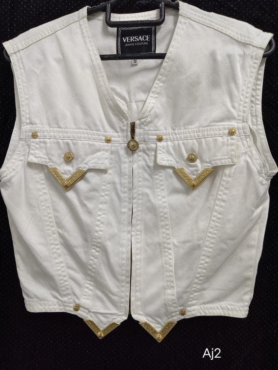 Versace, Versace 1990s Medusa Cropped Denim Vest