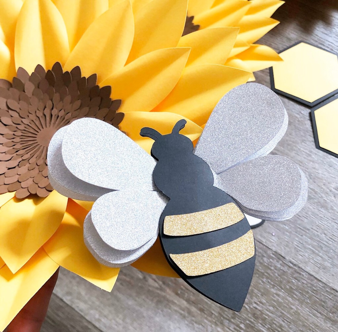 3D 7x7 bumble bee paper wall decor What will it BEE Etsy
