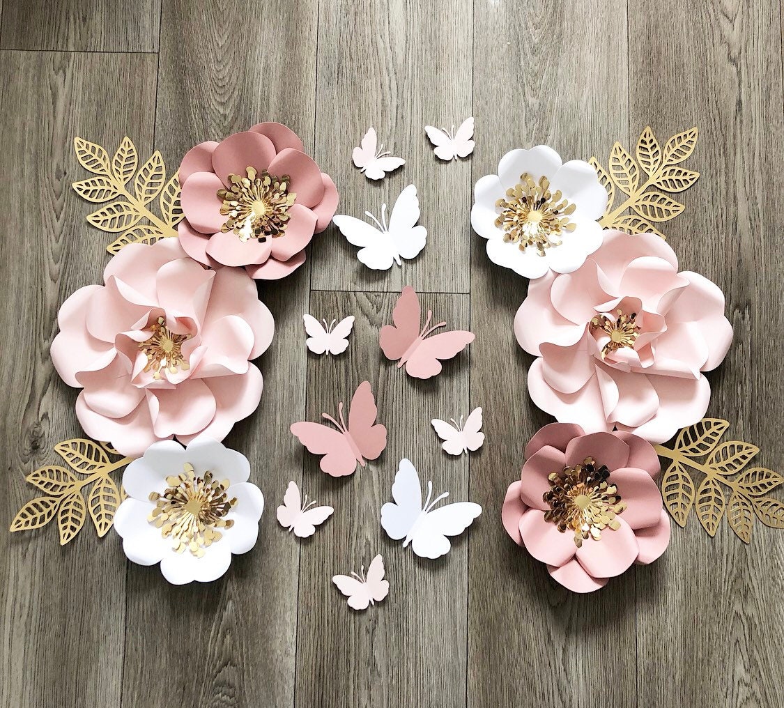 6pcs Paper Flowers Baby Girls Nursery Decor and Baby Shower Etsy