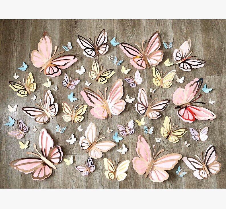 60pcs 3D paper butterflies wall decor baby girl nursery and Etsy