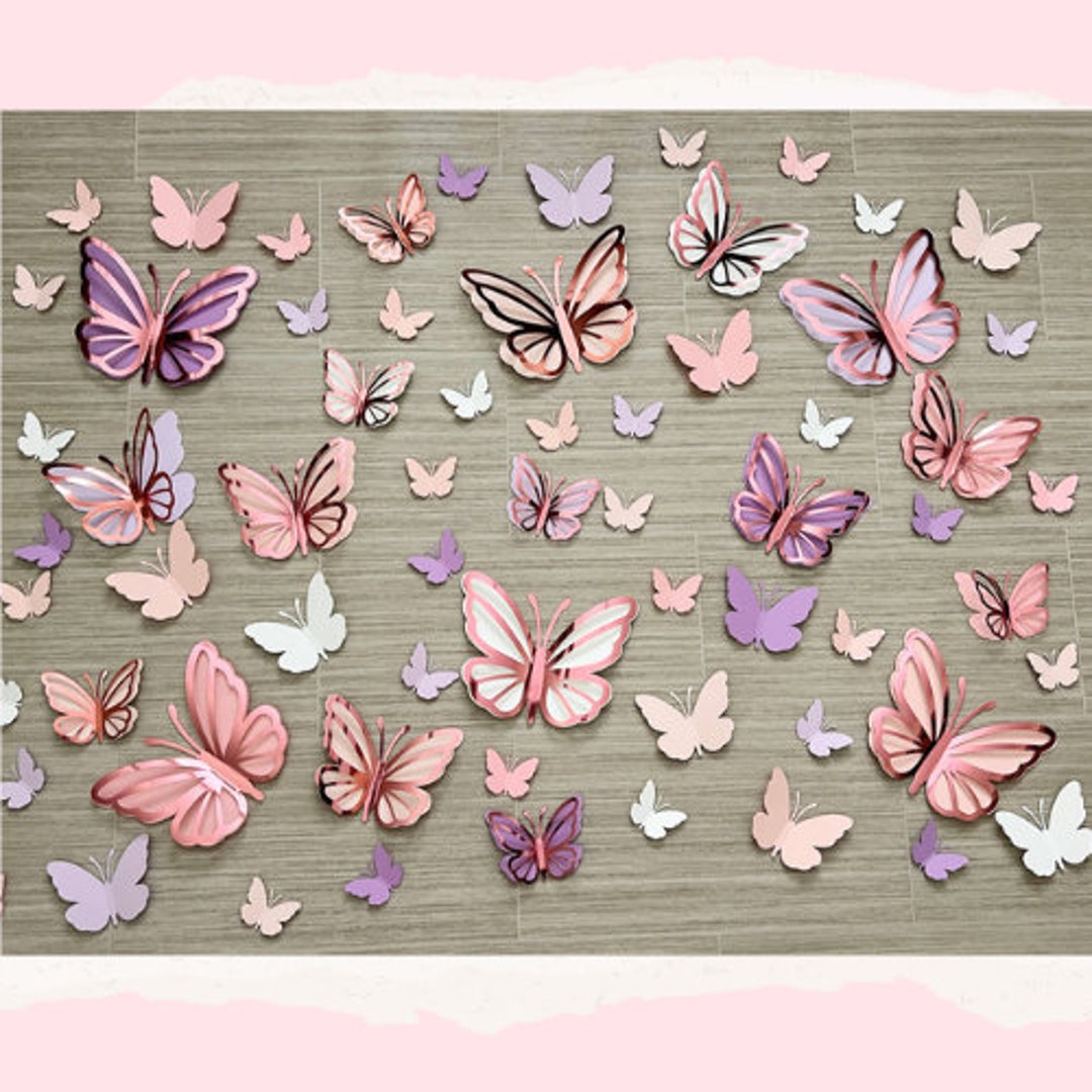 60 Pcs Paper Butterflies Wall Decor, Balloon Decor, 1st Birthday Decor