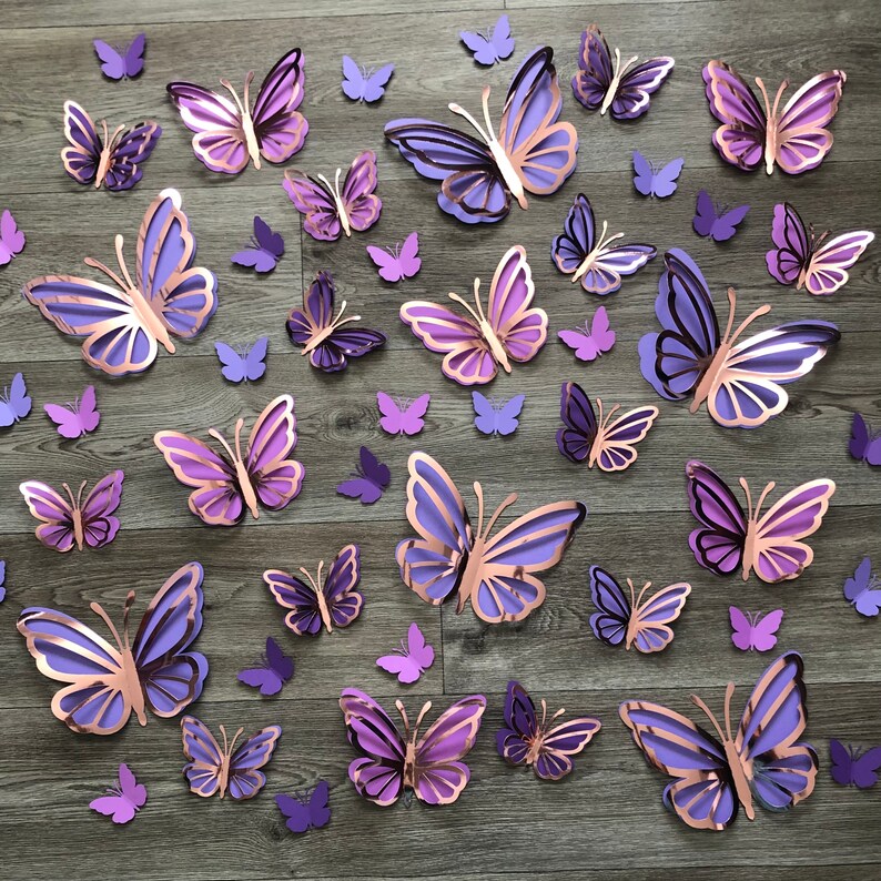 48pcs 3D Paper Butterflies Wall Decor Baby Girl Nursery and Etsy