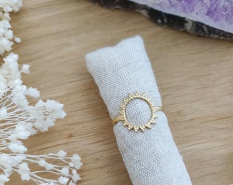 Bague ajustable Acier inoxydable mat anneau soleil accumulation minimaliste par Adèle et Louise